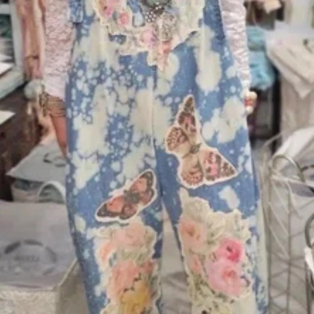 A RARE BIRD BUTTERFLY ROSE OVERALLS NWT sz OS - Picture 2 of 11